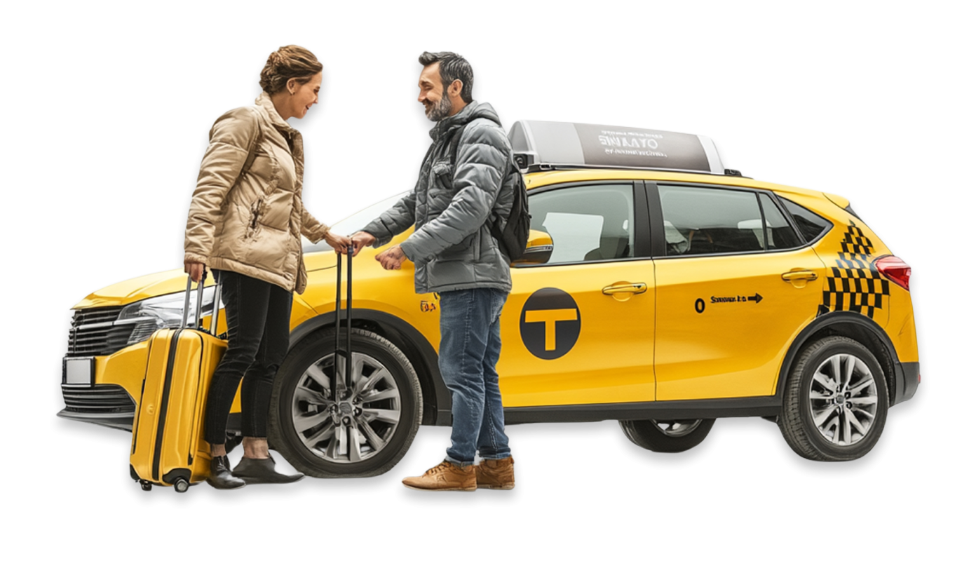 taxista con pasajero